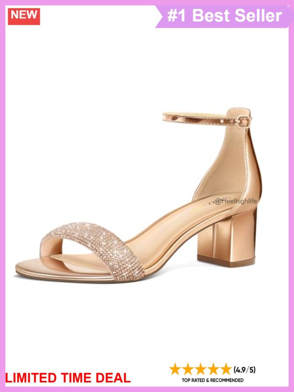Womens Low Block Heel Sandals Open Toe Ankle Strap Buckle